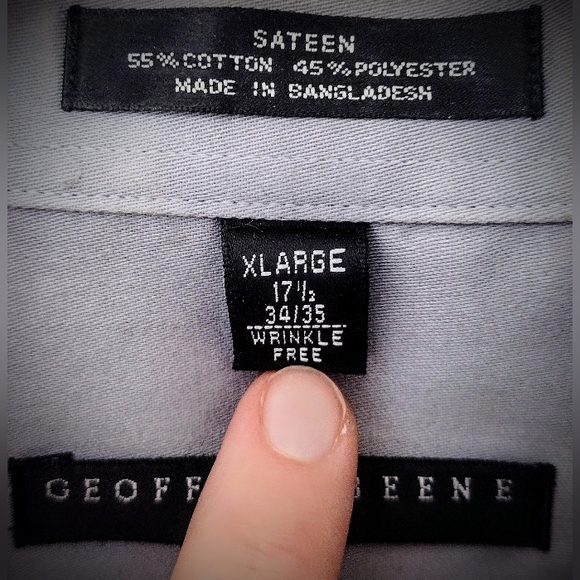 Geoffrey Beene XL Gray Button-Down Collared Long Sleeve Shirt, Wrinkle Free - Picture 3 of 9